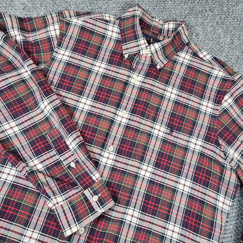 Polo Ralph Lauren Classic‎ Fit Plaid Button Down Shirt Long Sleeve Men Size L